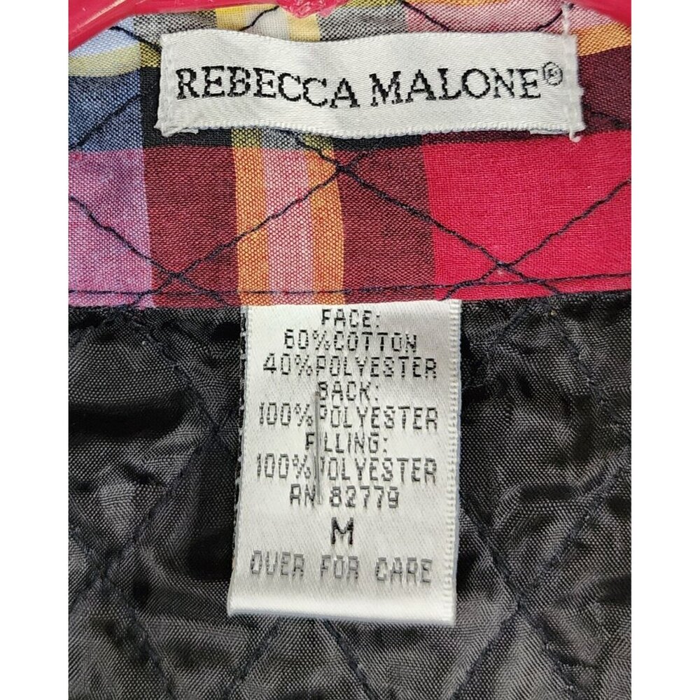 Rebecca Malone Vest Womens Medium Red Plaid Quilted Snap On Sleeveless Vintage - Picture 4 of 11